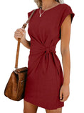 POPULAR PURE COLOR TIE-IN WAIST PREGNANT WOMEN'S DRESS