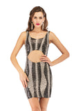 V-NECK BACKLESS SEQUINED DRESS