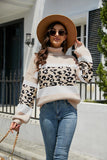 HIGH COLLARED LEOPARD PRINT LANTERN SLEEVE SWEATER