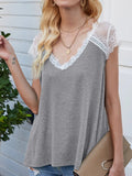 SPLICED LACE LOOSE VEST T-SHIRT