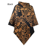 SIDE LAPEL PRINT CAPE SHAWL SWEATER COAT