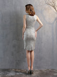 WOMEN SHORT V-NECK SEQUINS PARTY DRESS