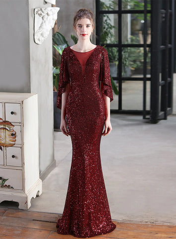 SEQUINED FISHTAIL BANQUET PARTY DRESS