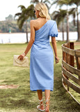 SUMMER SPLIT SOLID COLOR DRESS