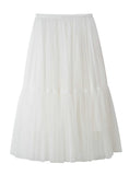 HIGH WAIST STITCHING PLEATED GAUZE SKIRT