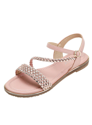 FLAT-BOTTOMED WOVEN WORD ROMAN SANDALS