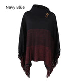 FRINGE KNITTED SWEATER CAPE SHAWL