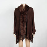 FRINGED CAPE SHAWL CAPE CARDIGAN SWEATER