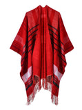 PRICK PLAID FRINGE JOKER WARM SHAWL CLOAK