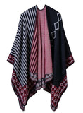 LADIES FALL AND WINTER STRIPED SMALL DIAMOND SHAWL