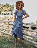 ROUND NECK SOLID COLOR BIG SWING DRESS