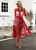 A-LINE MESH PERSPECTIVE DRESS