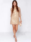 ROUND NECK MINI SEQUINED DRESS