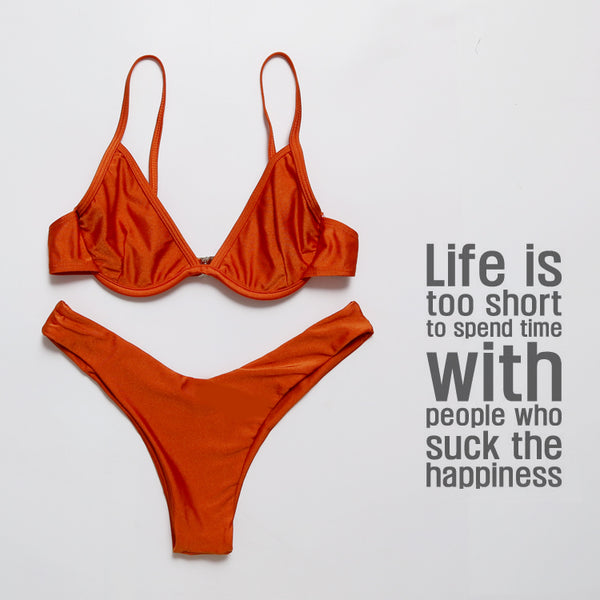 Yellow Ribbed Texture Bandeau Bikini Set – Ncocon