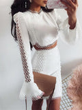 Mini Two Piece Flare Sleeve Summer Beach Dress