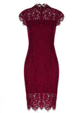 Women's Bodycon Sleeveless Little Cocktail Party Dress with Floral Lace