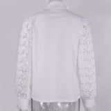 White Lace Long Sleeve V-neck Lace Shirt
