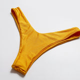 Yellow Ribbed Texture Bandeau Bikini Set