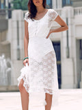 Scoop Neck Fit and Flare Lace Dress