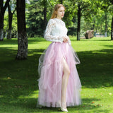Sexy Dusty Pink Irregular Tulle Skirt