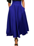 Long Skirt With Pocket High Quality Solid Ankle-Length