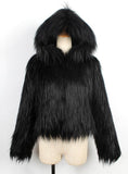 Women Winter Fur Like Hat Throwing Mini Coat