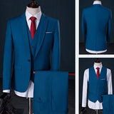 Three Pieces Casual Slim Blazers for Men Gentleman Wedding Formal 