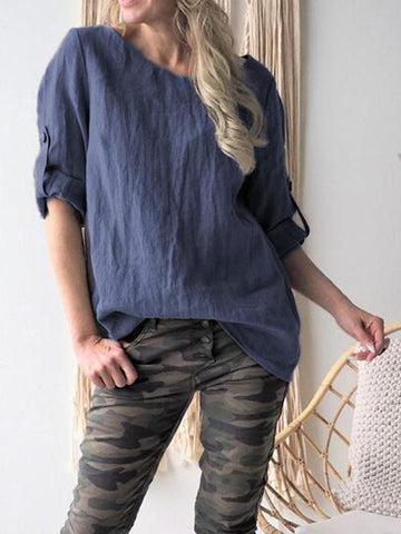 Stunning Sleeves Solid Color Blouses&shirts Tops