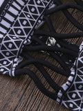 Retro Printed Floral Padding High Neck Halter Brazilian Wireless Split Bikinis