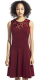 Women's A-Line Pleated Sleeveless Little Cocktail Party Dress with Floral Lace