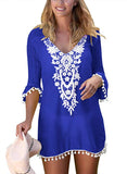 Swimsuit Bikini Pom Pom Trim Swimwear Beach Cover Up