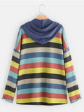 Multi-color Striped Patchwork Long Sleeve Hoodies