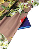 Women's V Neck Floral Spaghetti Strap Summer Casual Swing Dress with Pocket