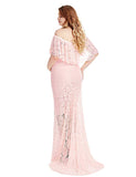 Off Shoulder Short Sleeve Ruffles Lace Maternity Gown Maxi Photography Dress