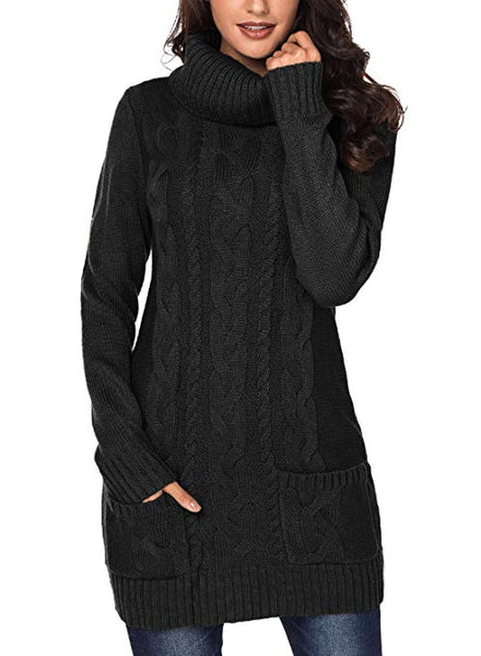 Women Asymmetric Buttoned Collar Knit Stretchable Elasticity Long Sleeve Slim Fit Sweater Dress