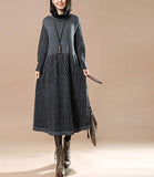 Women Winter Turtle Neck Long Sleeve Sweater Knitted Dress