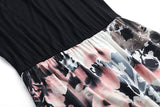 Summer Contrast Sleeveless Tank Top Floral Print Maxi Dress