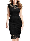 Women's Retro Floral Lace Slim Evening Cocktail Mini Dress