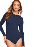 Women's Long Sleeve Backless Lace Applique Bodysuit