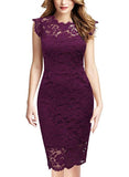 Women's Retro Floral Lace Slim Evening Cocktail Mini Dress