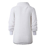 Women's Warm Long Sleeves Oblique Button Neck Splice Geometric Pattern Fleece Pullover