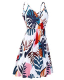 Floral Spaghetti Strap Summer Casual Swing Dress with Pocket