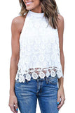 Women's Sleeveless Backless Shirt Strapless Lace Crop Tank Top Blouse
