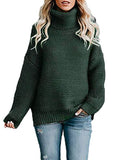 Womens Turtleneck Long Sleeve Chunky Knit Pullover Sweater