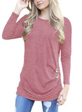 Women's Casual Long Sleeve Round Neck Loose Tunic T Shirt Blouse Tops