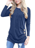 Women's Casual Long Sleeve Round Neck Loose Tunic T Shirt Blouse Tops