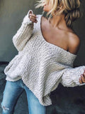 White Long Sleeves Sweater Tops