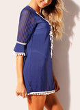 Swimsuit Bikini Pom Pom Trim Swimwear Beach Cover Up