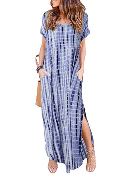 Women's Summer Maxi Dress Casual Loose Pockets Long Dress