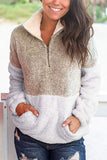Women Warm Pullover Contrast Color Plush Pocket Classic Sweaters